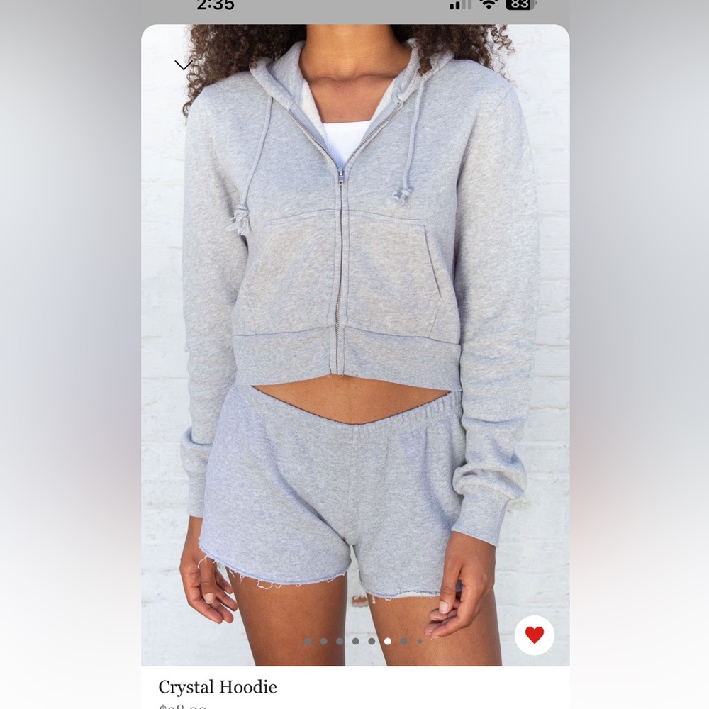 brandy melville cropped grey hoodie